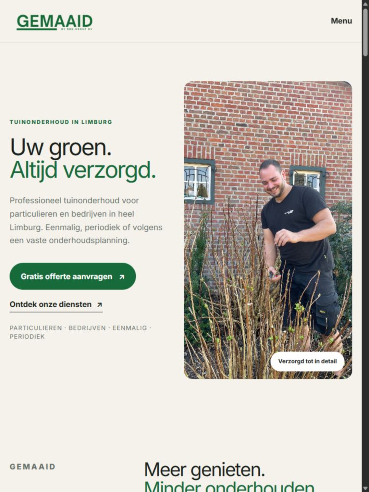 Gemaaid-website op tablet